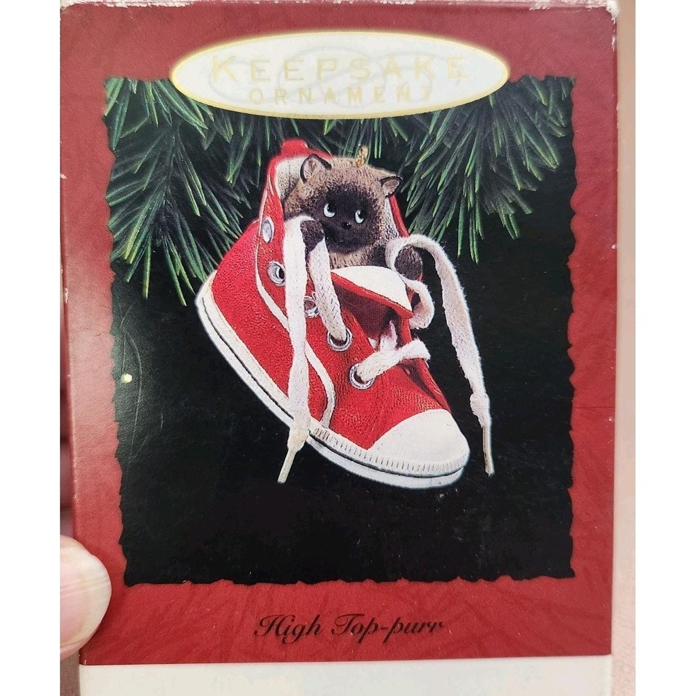 Hallmark Keepsake 1993 "HIGH TOP-PURR" Sneaker & Cat Christmas Ornament